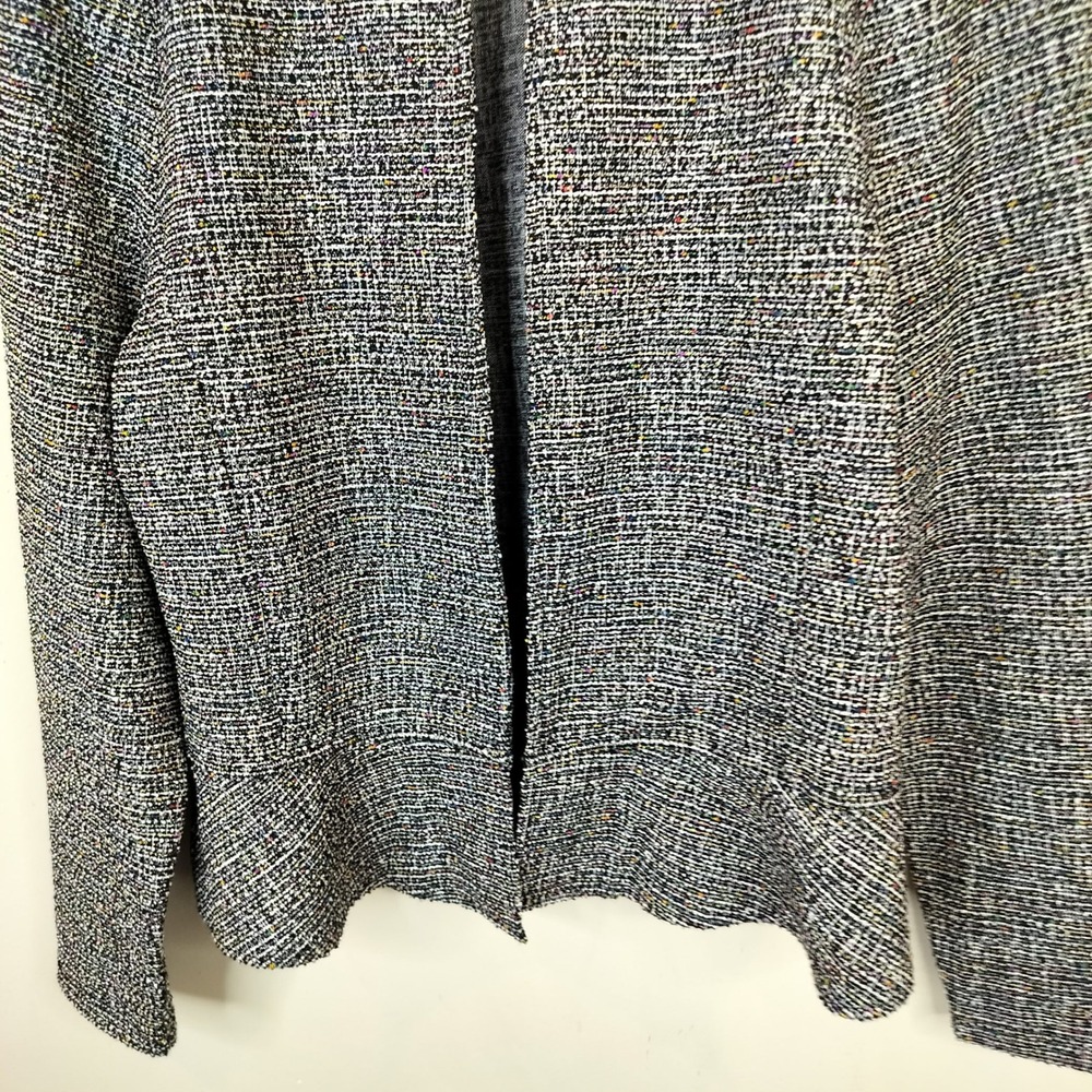 LOFT Tweed Peplum Jacket Womens Medium Open Front Confetti Metallic Knit Office - Picture 3 of 11